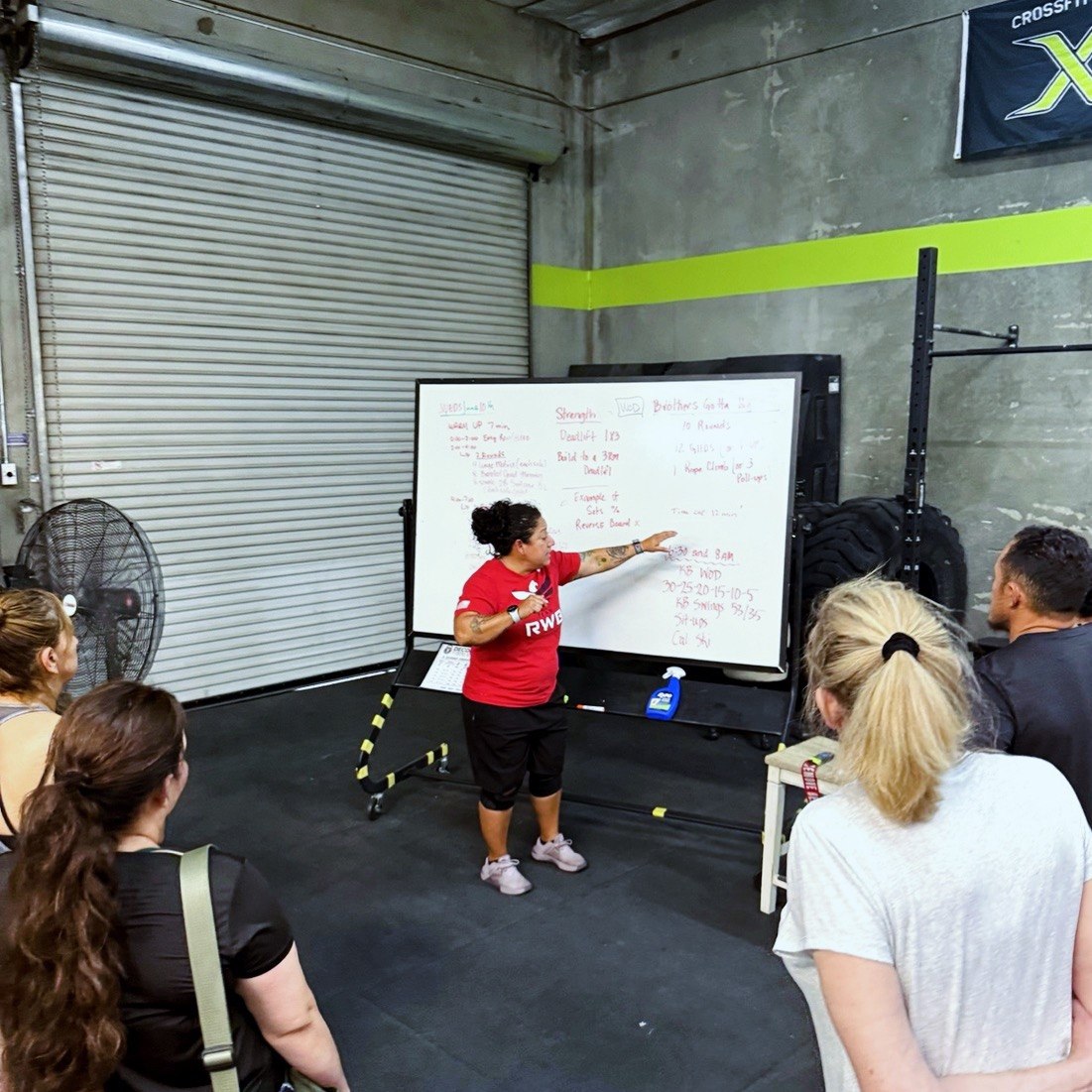 Coach walking the class through the day's workout