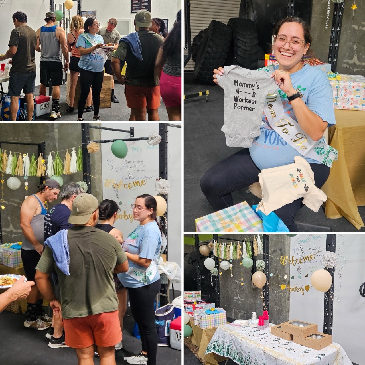 Baby shower celebration at the gym