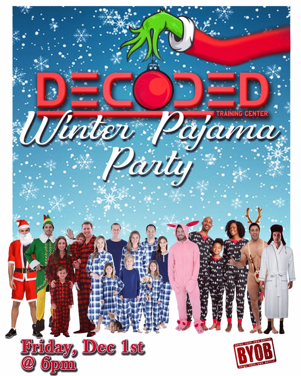 Winter Pajama Party event flyer, Friday Dec 1st