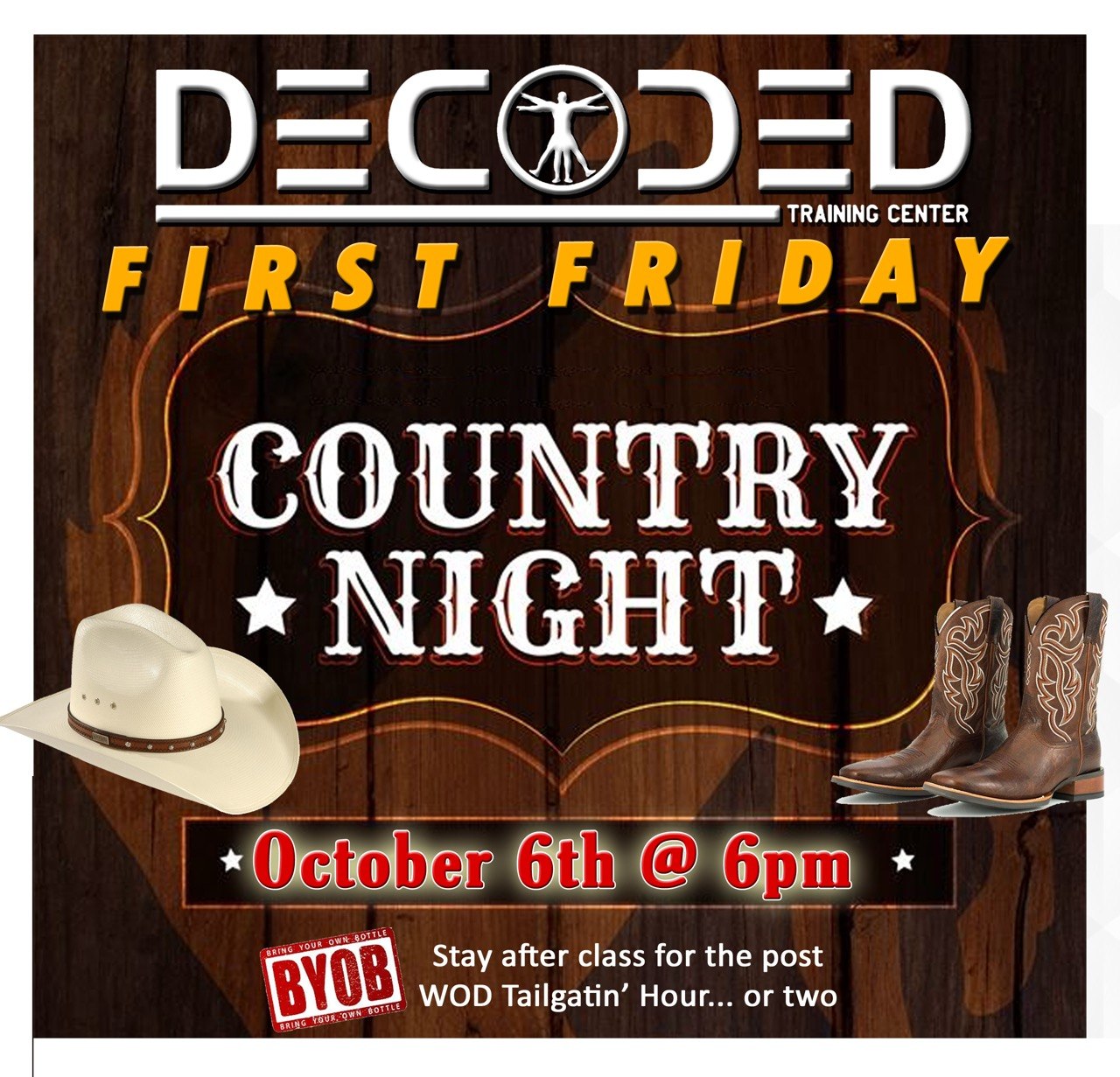 Decoded Country Night First Friday flyer — October 6th
