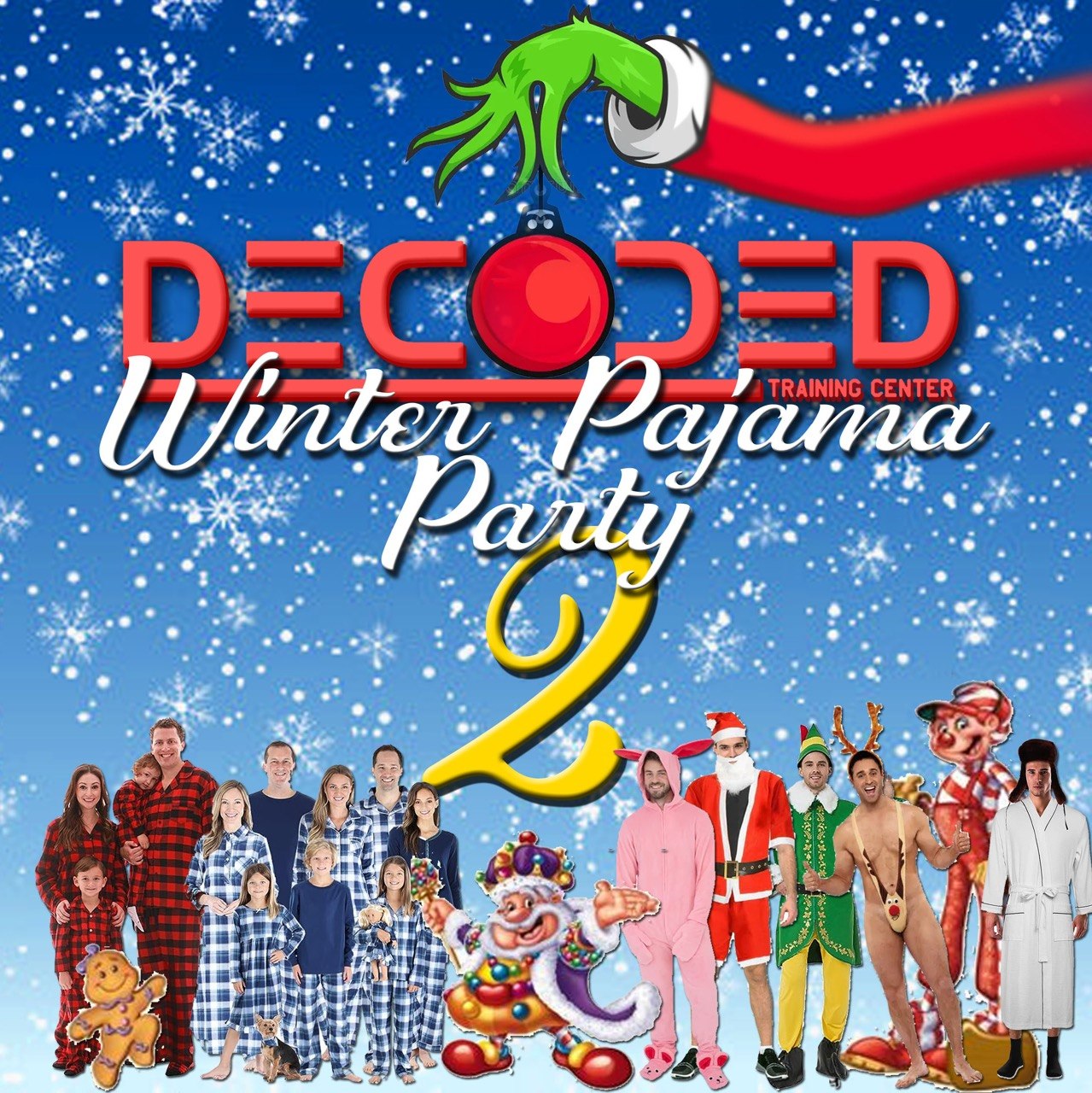 Decoded Winter Pajama Party 2 flyer — First Friday of December